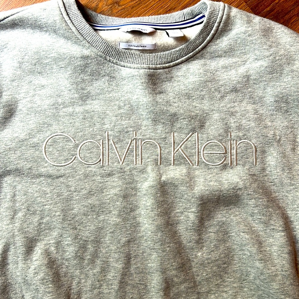 Calvin Klein Gray Embroidered Crewneck Sweatshirt - Picture 2 of 11